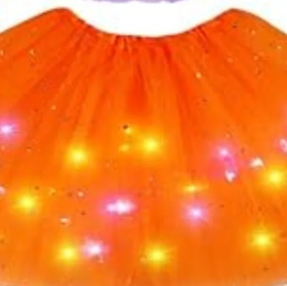 New LED Light-Up 3-Layered Tulle Festival Tutu Skirt in Orange - Picture 1 of 7